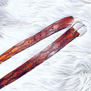 Vintage Genuine Western Leather Belt 34”-38”unisex